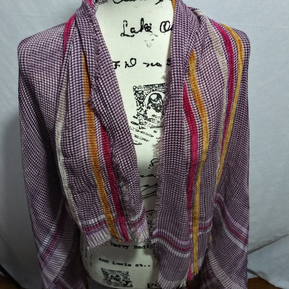 CollectionEighteen Purple Plaid Shawl Wrap Scarf Size OS - Picture 4 of 7